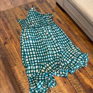 Tracy Reese Green and Cream Checkered Dress